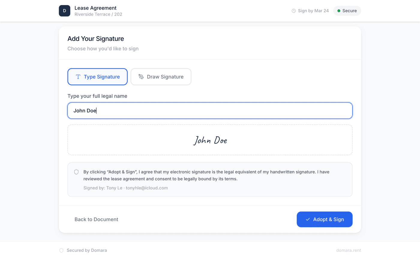 E-signatures built in.