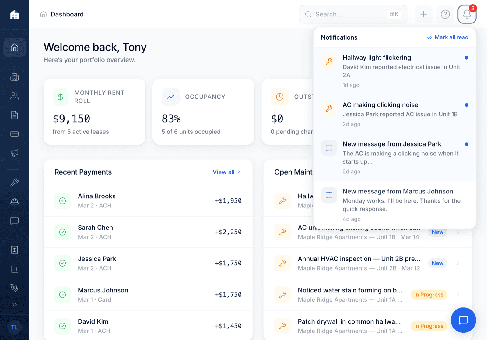 Domara landlord dashboard