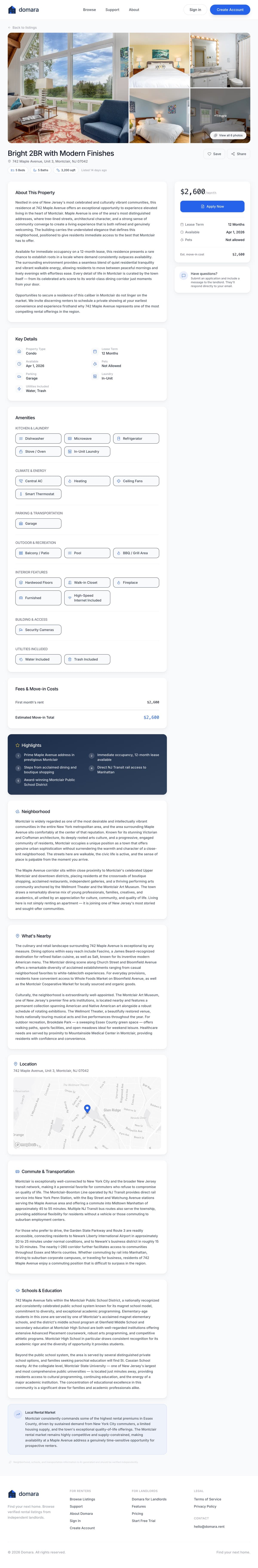 Domara listing page with AI-generated description